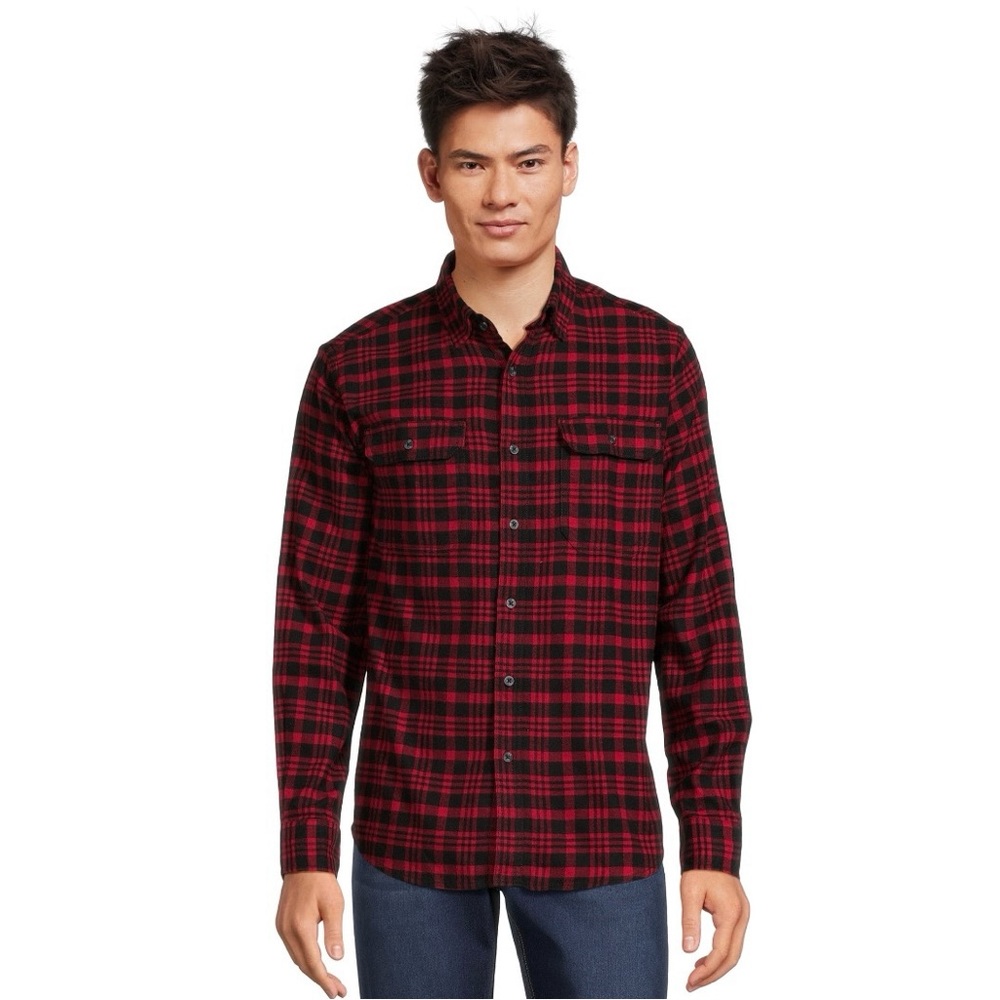 George Red & Black Plaid Flannel Shirt